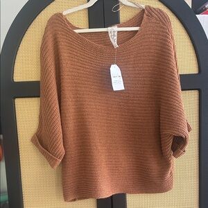 Sadie & Sage Off-the-Shoulder Tan Sweater